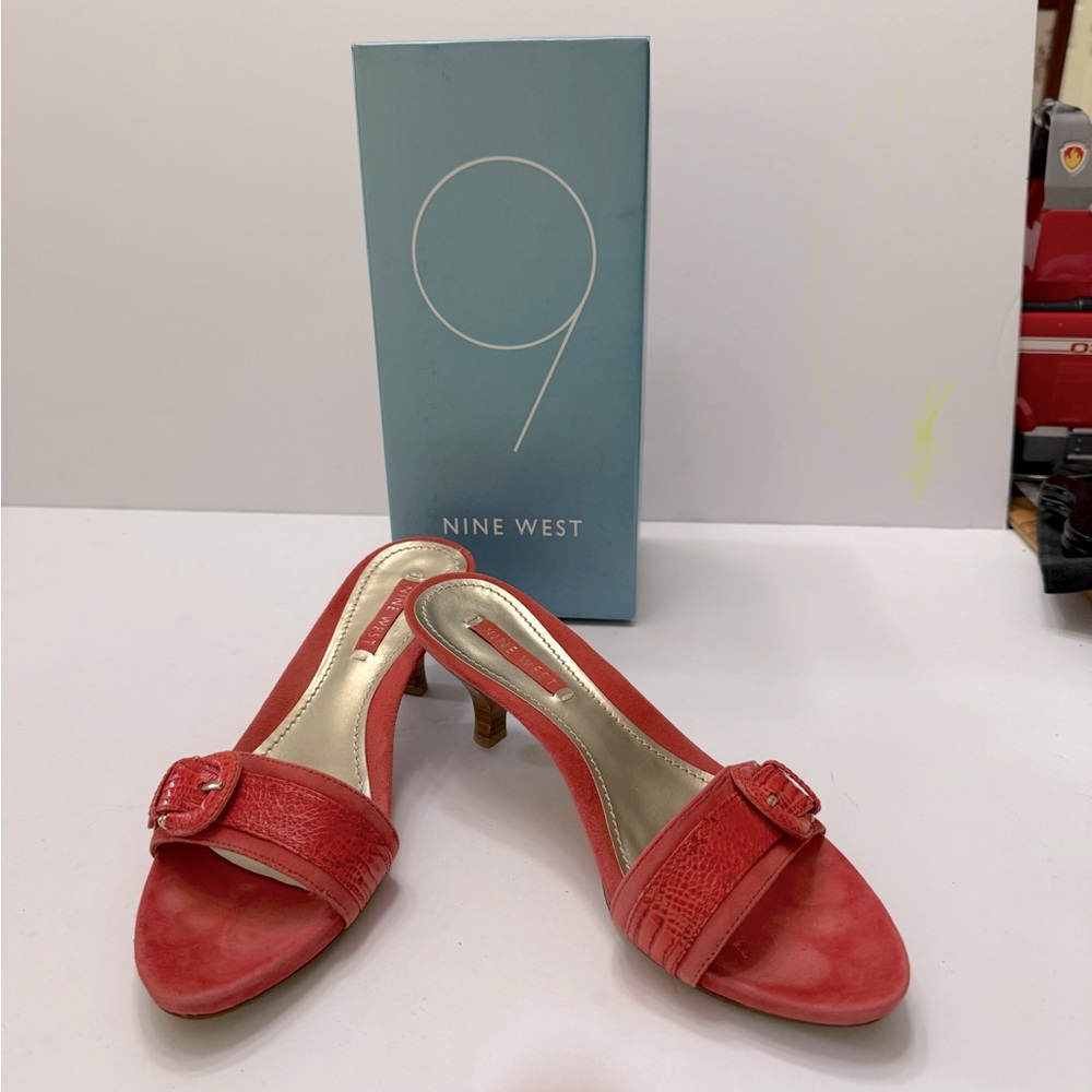 NINE WEST womens Jammer kitten heel orang-ish red-ish shoes size 7 1/2M